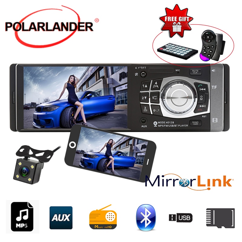 1 Din 4,1 pulgadas HD pantalla TFT Auto Radio FM USB MP4 MP5 Bluetooth enlace espejo sólo para Android Radio Estéreo reproductor de Cassette