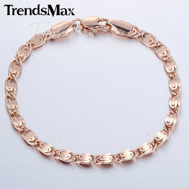 Trendsmax ROSE Gold Filled Slak Link Chain Womens Mens Chain Ketting Meisjes Jongens Unisex Sieraden GS181