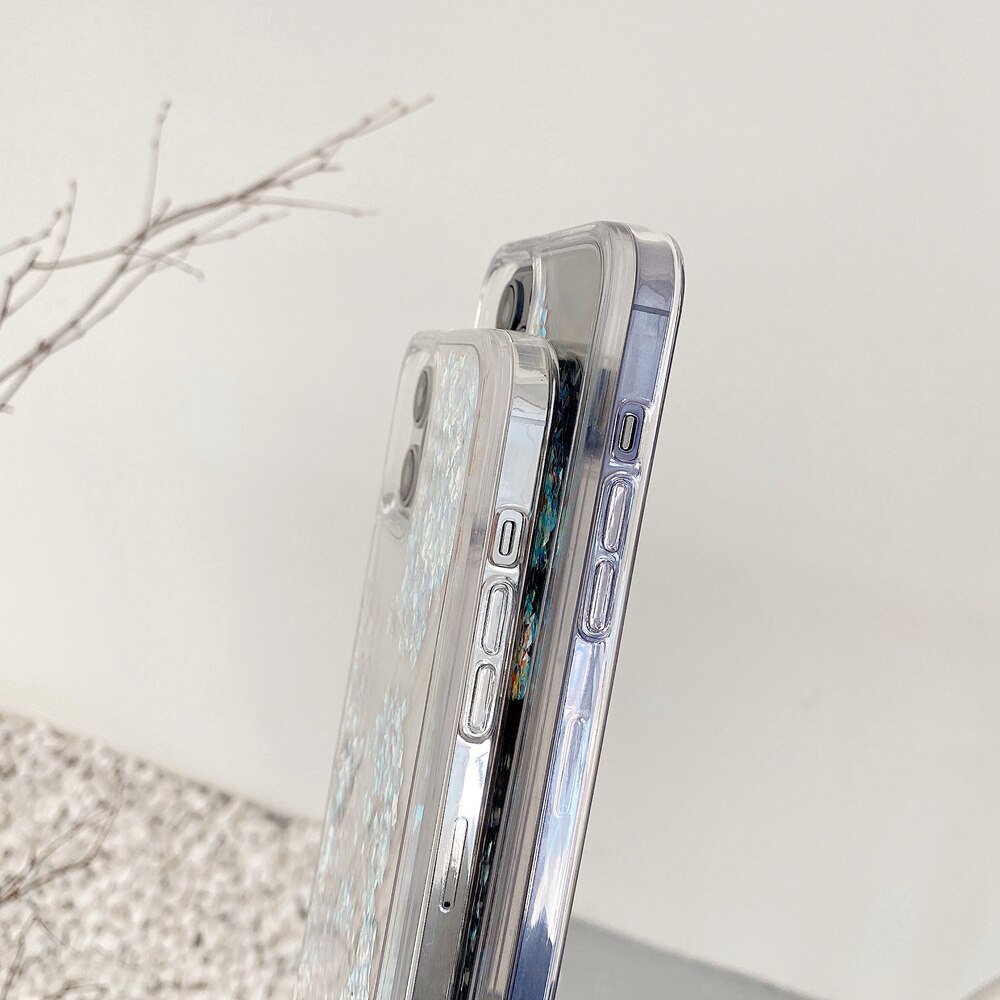 Dynamic Bling Rhinestone Liquid Phone Case For iPhone 11 12 Pro Max XS Max XR X 7 8 SE Protection Clear Hard Back Cover