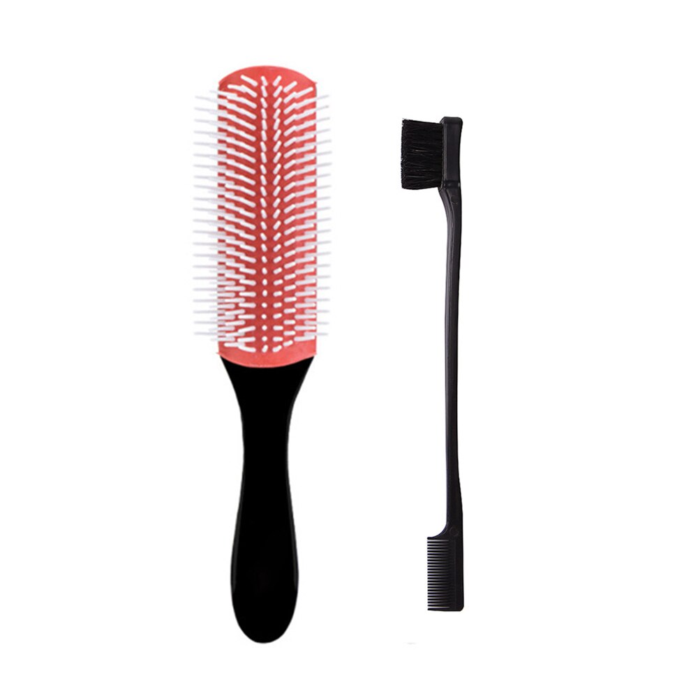 Pude børste nylon børster 9- rækker detangle distribuere produkt krøllet hår hår kam: F