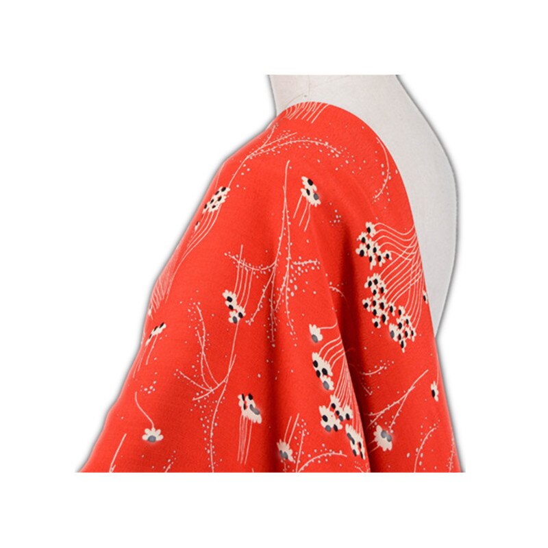 Lac 69 punainen/musta tuotu japanista 100%  puuvilla sifonki kangas kirsikankukka hamppu lanka kaksinkertainen kreppi kimono mekko kangas