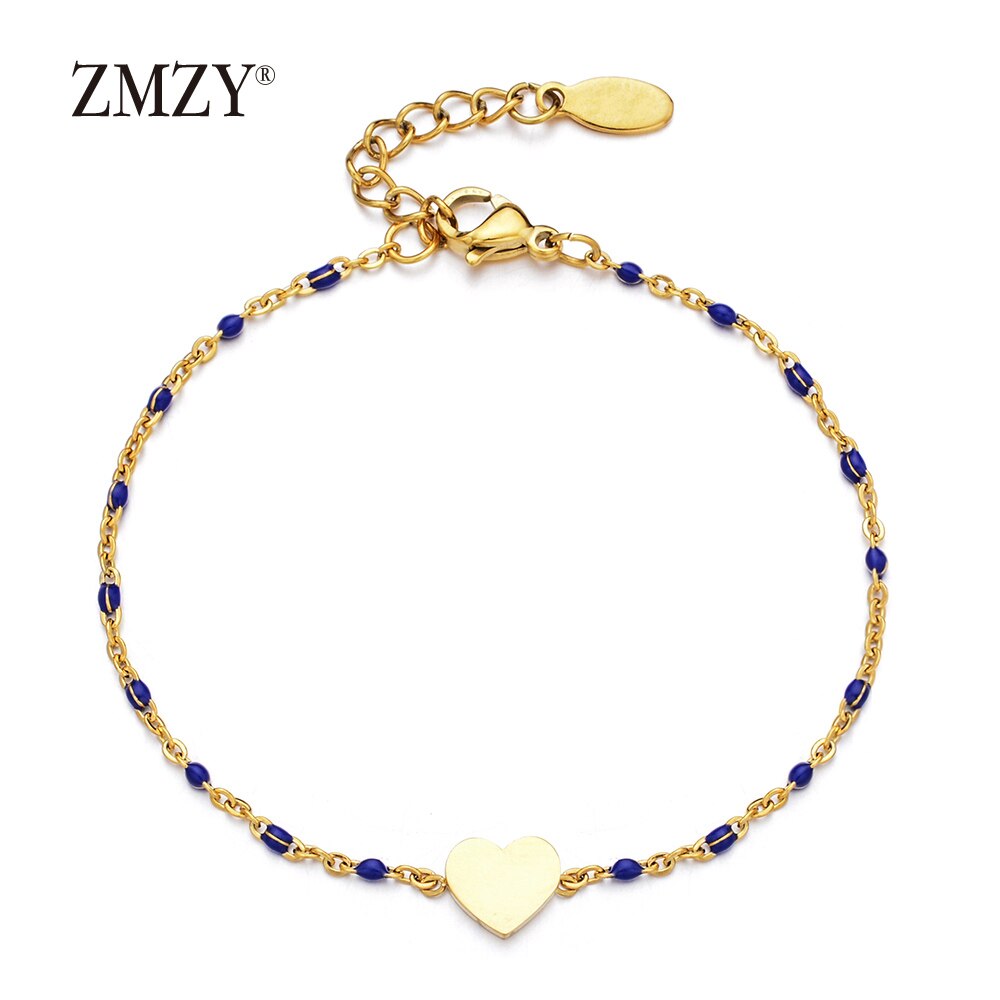 ZMZY Rvs Anniversary Charms Gouden Hart Armband Bijpassende Koppels Armbanden Relatie Bijoux voor Vrouwen: BLUE