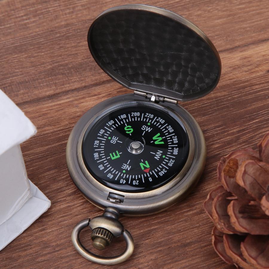 Mini lomme kompas vintage bærbar zink legering lommeur kompas udendørs navigationsværktøj multifunktionelt camping vandreværktøj