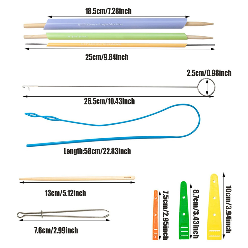 Ensemble d'outils de tournage et d'enfilage de tubes en tissu, ensemble d'outils d'enfilage de cordon, Kit de boucles de couture comme indiqué en plastique + métal