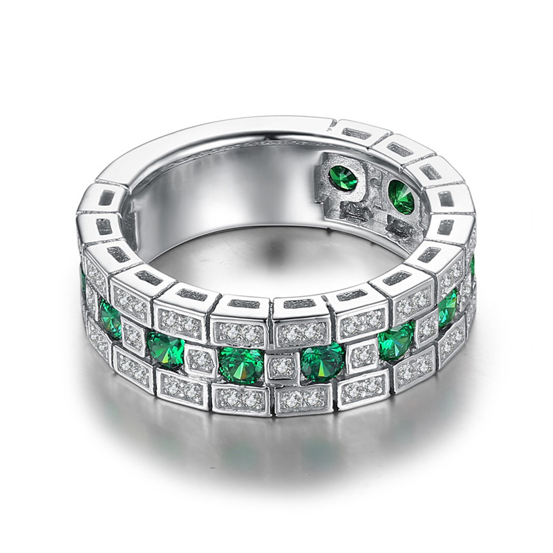 Huitan Verharde Green Zirconia Band Vrouwen Ringen Luxe Trouwringen Voor Mom Statement Sieraden