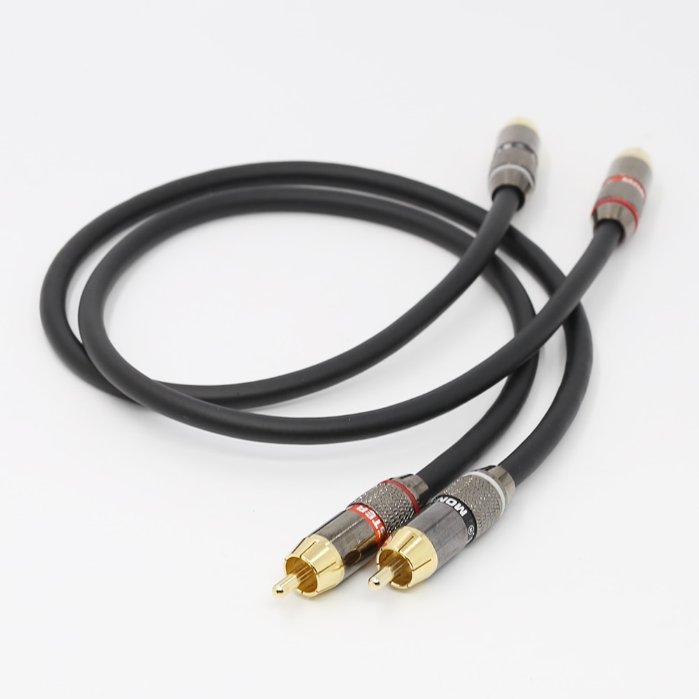 Paar Rca Interconnect Kabel Hifi Audio Signaal Draad Met 24K Vergulde Hi End Rca Connector
