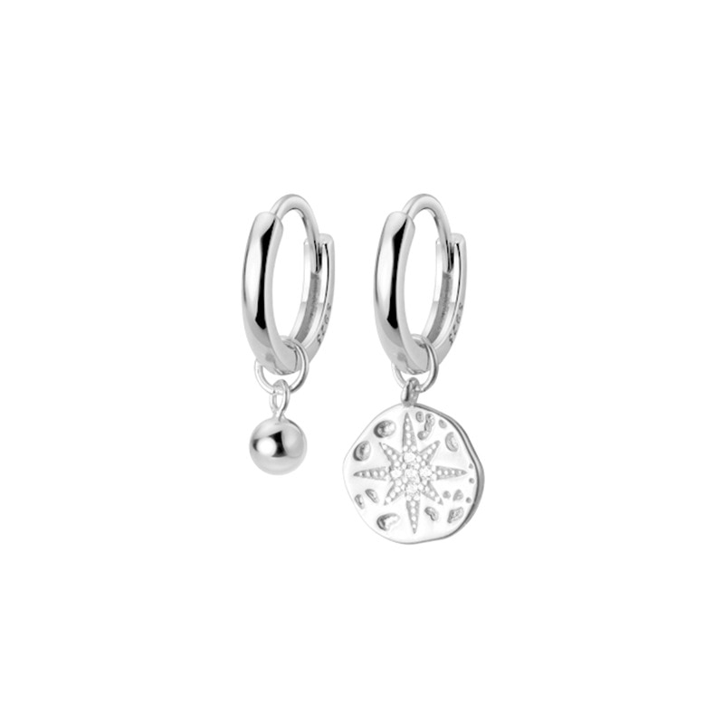 ANENJERY – boucles d&#39;oreilles en forme d&#39;étoile pour femmes, asymétriques, disque rond, doré, bijoux de mariage, S-E1344