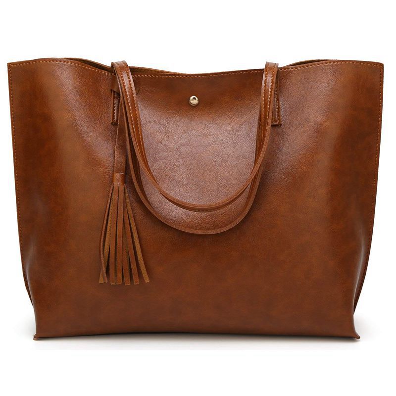 Grote Pu Lederen Vrouw Handtas, Tote Schoudertas Crossbody Enkele Schoudertassen: Default Title