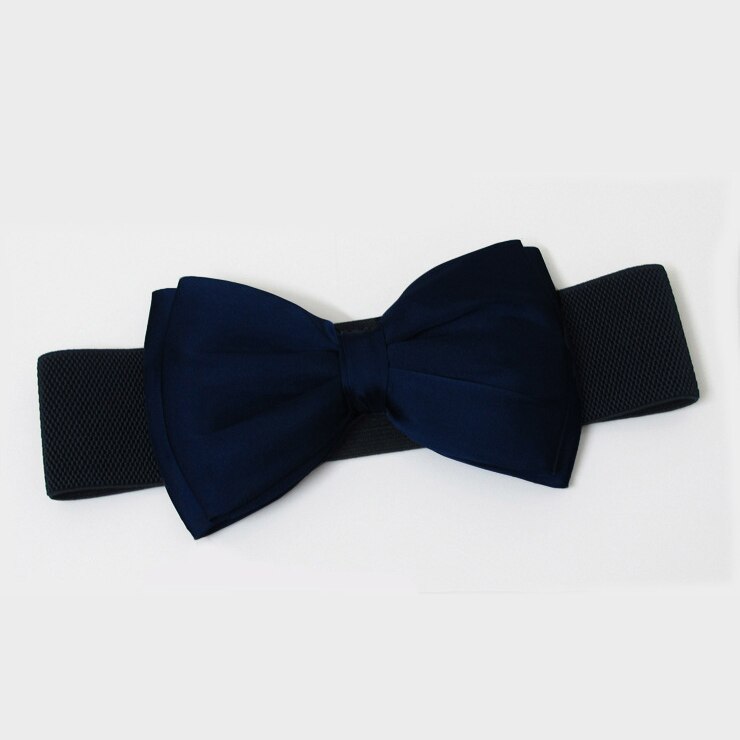 Kasure-cinturilla elástica con lazo grande para mujer, cinta elástica de Color sólido, cinturón de cintura con lazo, decoración de vestido, Cumerbunds: blue