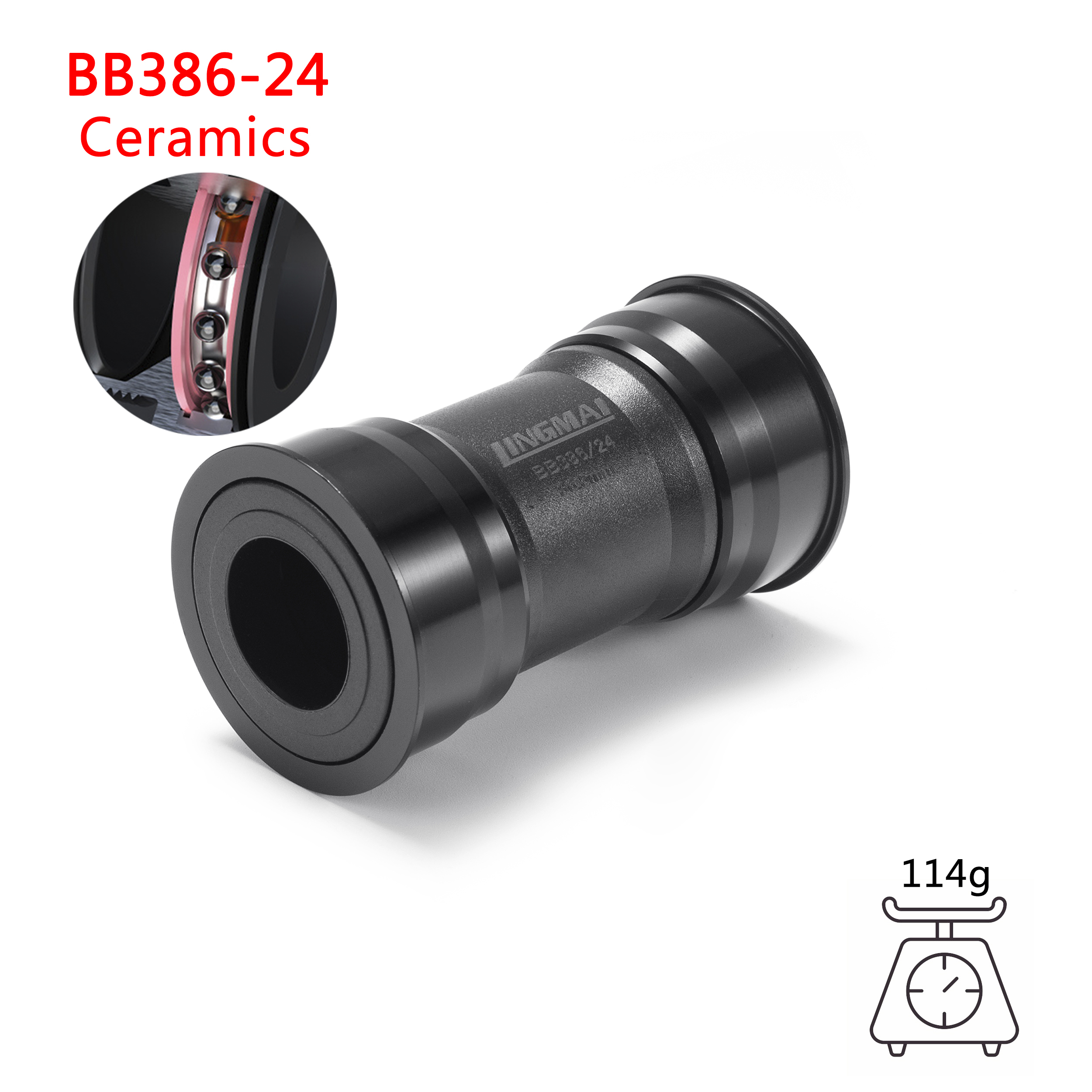 Suporte inferior de bicicleta, rolamento cerâmico bb pf30 bb86 bb386 bb30 para mountain road bike, movimento central dub: Vermelho