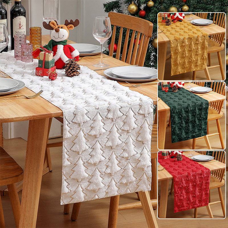 Jul quiltad paljettbesatt tredimensionell bordslöpare, julfestdekor, heminredning för köpcentrum inomhus utomhusbord