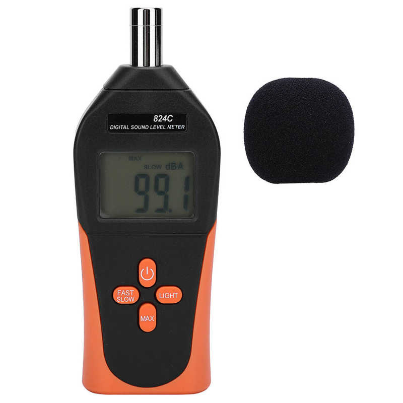 824C Portable Digital Sound Level Meter Noise Decibel Monitor Tester Measurement 30 to 130dBA