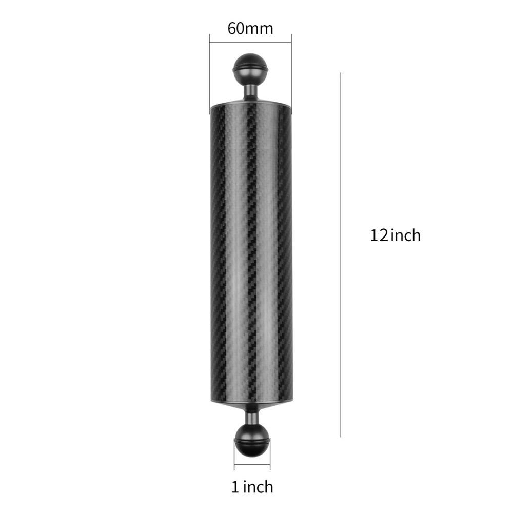 Carbon Fiber Float Buoyancy Diving Housing Aquatic Arm Extended Bracket Dual Ball Floating Arm Mount Camera Underwater Tray Kit: D60mm 12inch