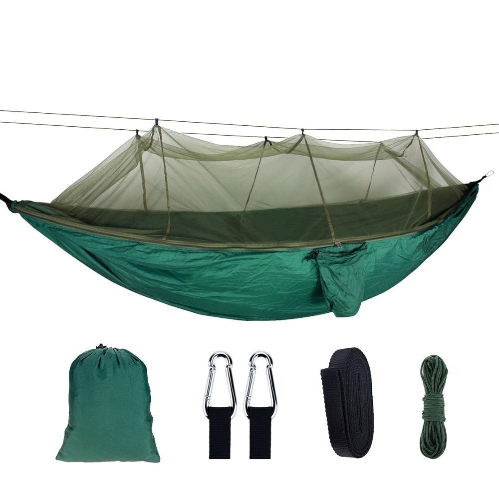 Mosquito Resistant Portable Hanging Tent Outdoor Camping Garden Hammock 1-2 Person Insect Net Strength Sleep Swing: Dark green