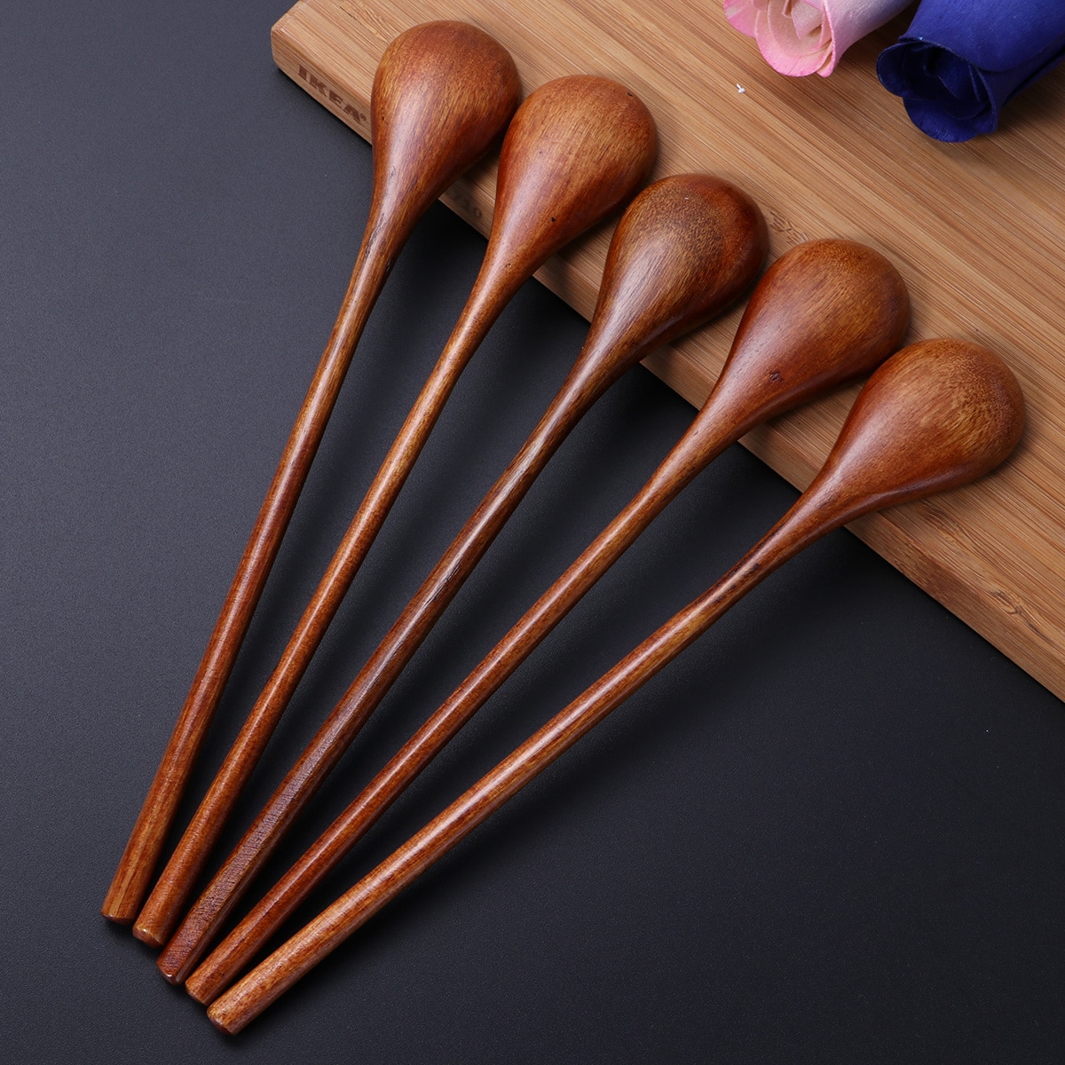 5 Stuks Eco Natuurlijke Houten Lepel Set Voor Eten Mengen Roeren Koken Koffie Demitasse Thee Dessert