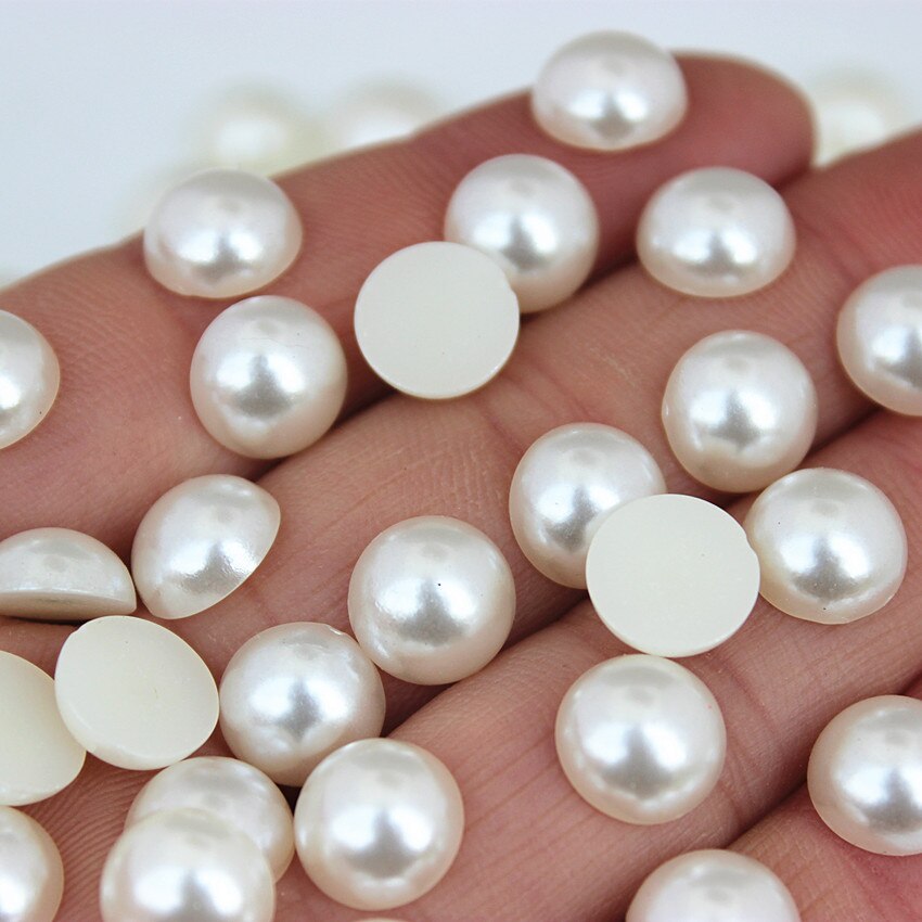 Micui 6/8/10/12Mm Ivoor Kleur Ronde Parel Kralen Abs Resin Half Parels Plaksteen Bead voor Sieraden Kleding Ambachten Decoratie MC248