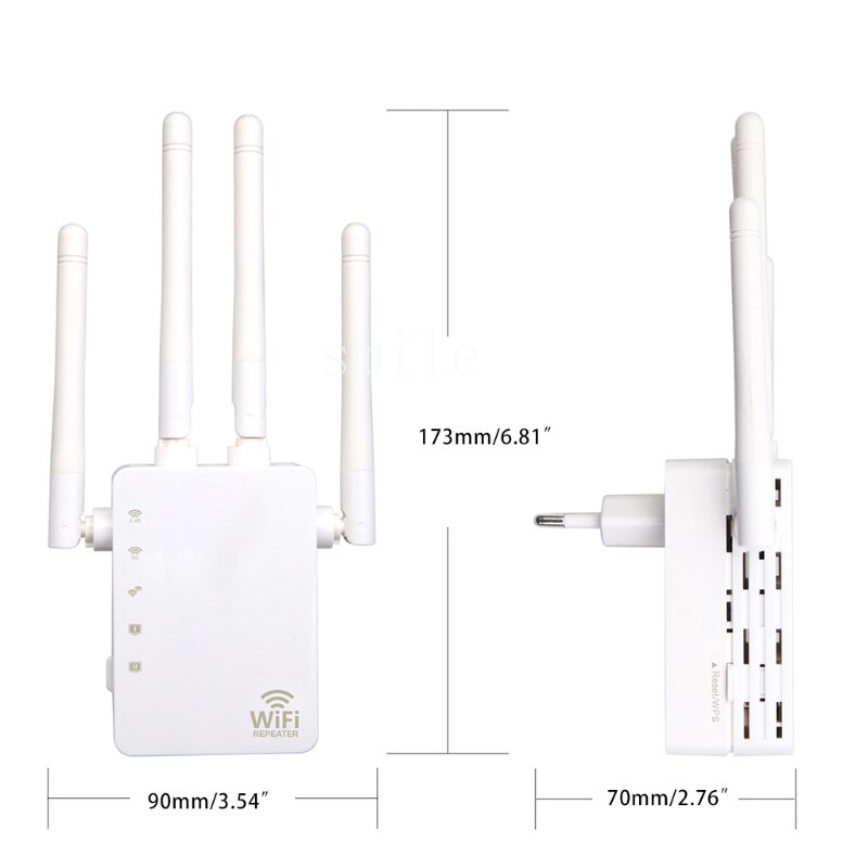 Wifi Repeater Signaal Extender 1200 Mbps 2.4 &amp; 5Ghz Draadloze Internet Versterker Covers 20 Apparaten Met 4 Geavanceerde Antennes