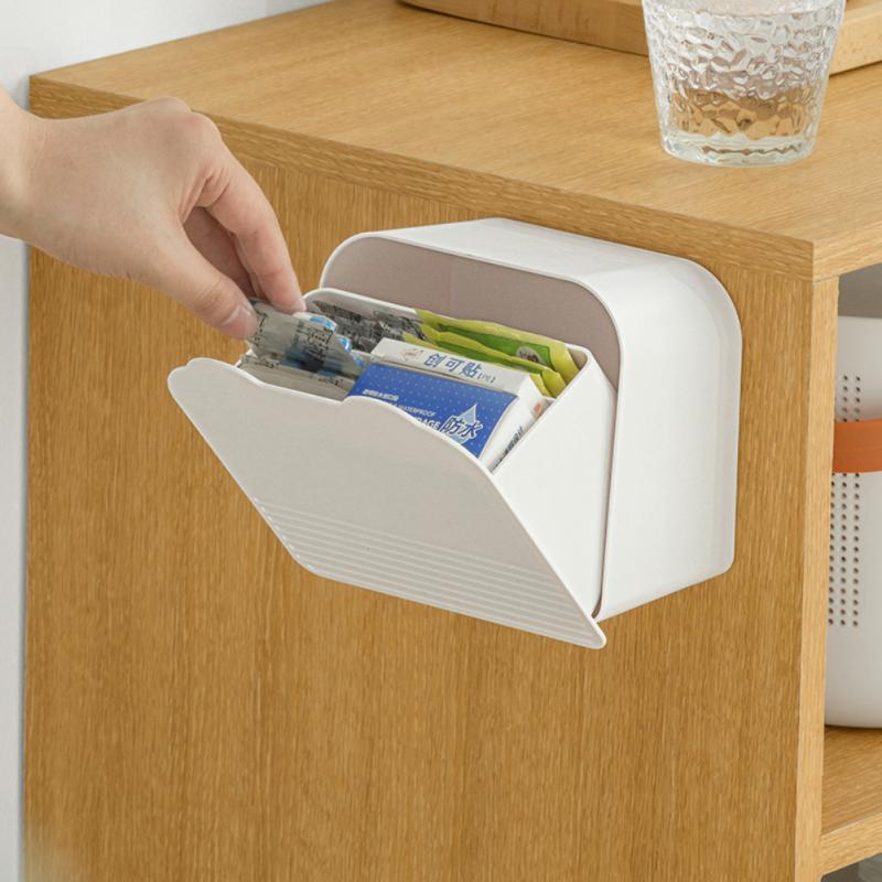Organisateur de toilette adhésif, grande boîte de rangement, serviette hygiénique, organisateur pour cosmétiques, boîte décorative, boîte à mouchoirs humides, outils de salle de bains
