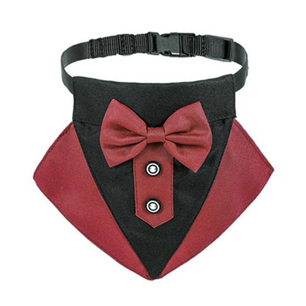 Esmoquin Formal para perro, Bandana de boda con pajarita, ajustable, para cuello de Mascota, pañuelo para perros pequeños, medianos y grandes: Rojo / M