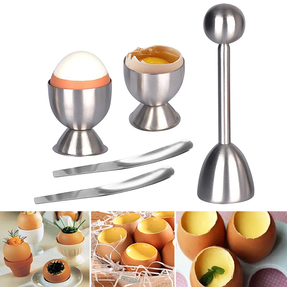 1 Set Stainless Steel Egg Scissors Topper Shell Cutter Knocker Cracker Opener Boiled Raw Egg Open Kitchen Tool Gadgets