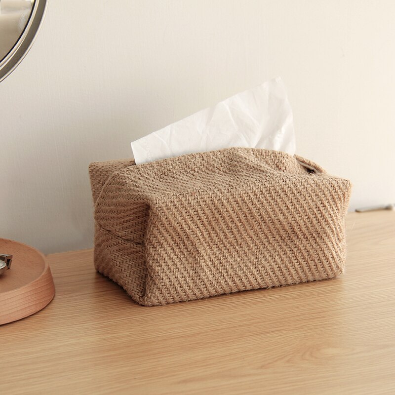eins Baumwolle Und Leinen Pumpen Kasten Stoff Einfache Weben Homestay Dekoration Wc Papier Lagerung Beige Aprikose Foto Stütze