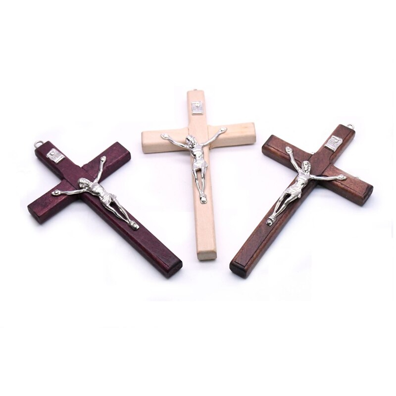 1Pc Houten Religieuze Jesus Cross Ketting Christian Kruisbeeld Hangend Met Ketting Sieraden Charm Cadeaus Voor Mannen