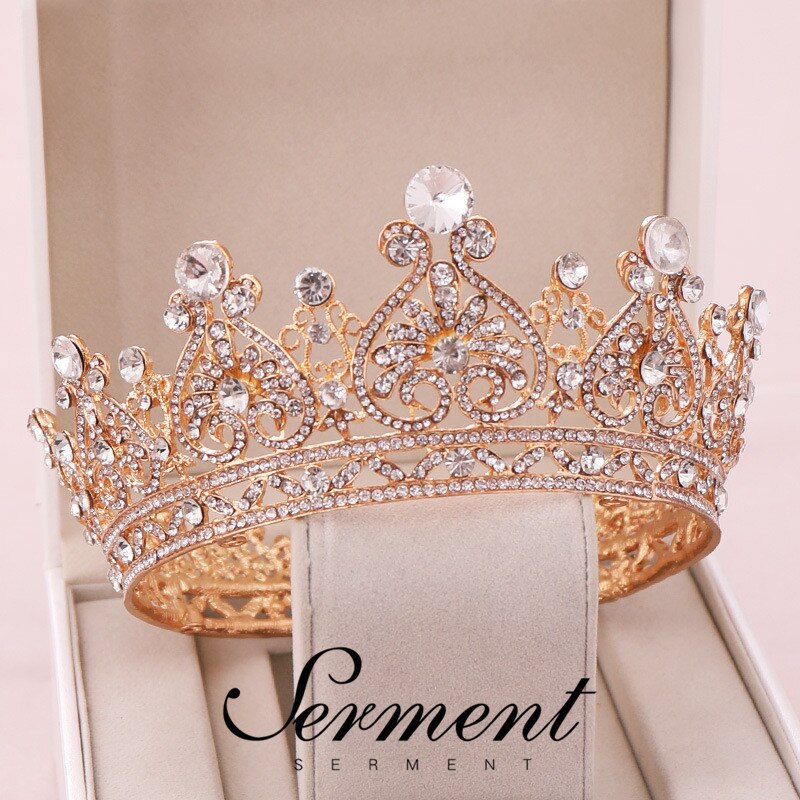 SERMENT Charm Princess Bridal Crown Tiaras Crystal Zircon Silvered Crown Bride Wedding Hair Accessories