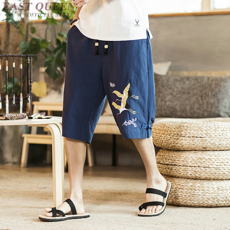 Summer short pants elastic waist loose casual short pants traditional chinese clothing for men short trousers male AA3815 Y A: 1 / 4XL