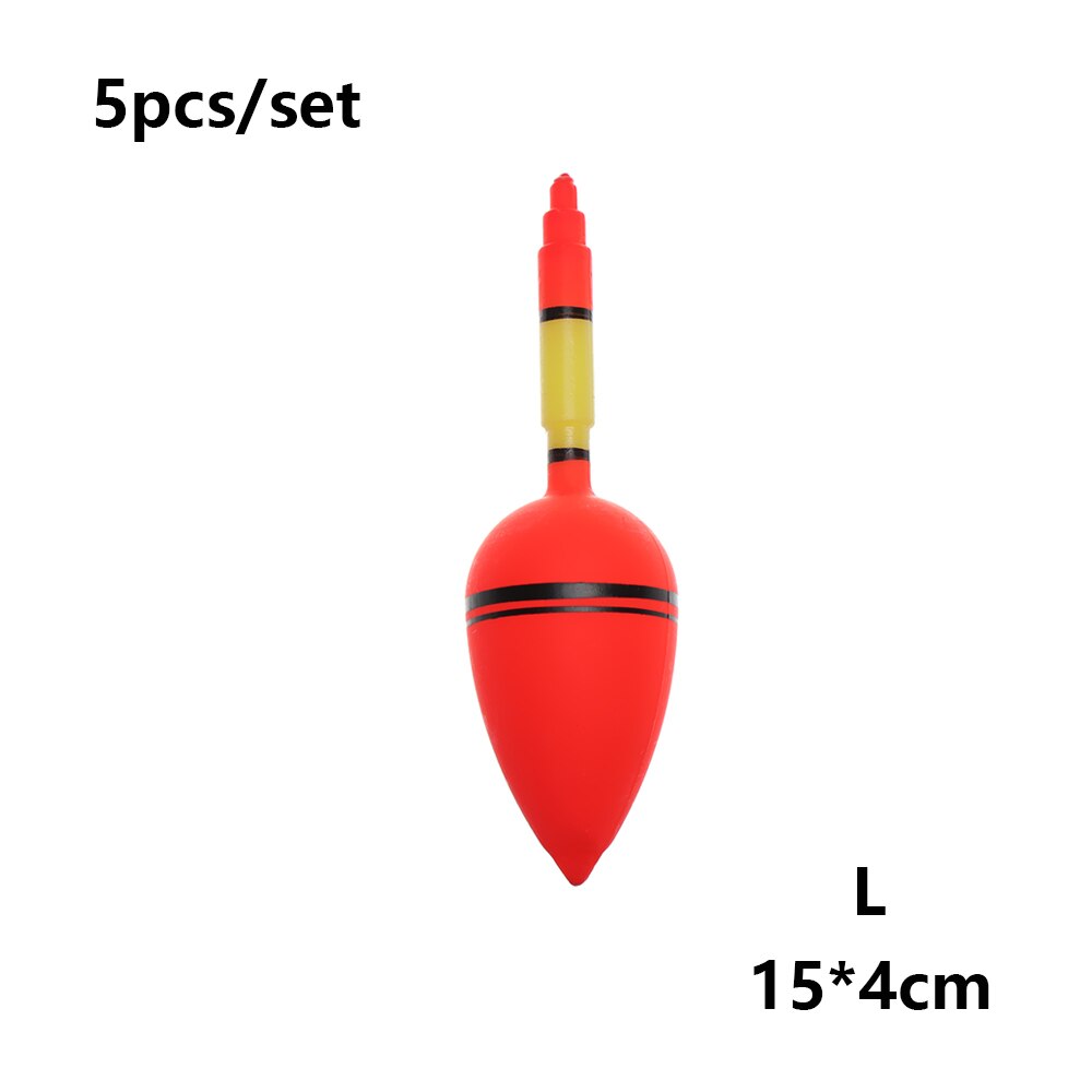 5PCS/Set Red Plastic Fishing Night Float Light Stick Eva Foam Ball Boia Luminous Bobber Night Outdoor Fishing Float: L-5pcs