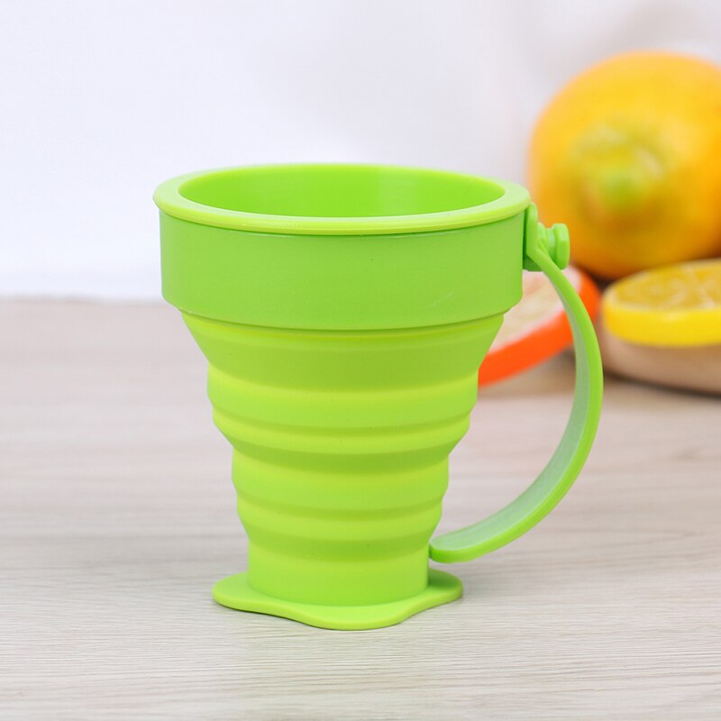 Portable Silicone Folding Cup Collapsible Foldable Outdoor Telescopic Drink Ware Travel Retractable Camping Water Cup: Green