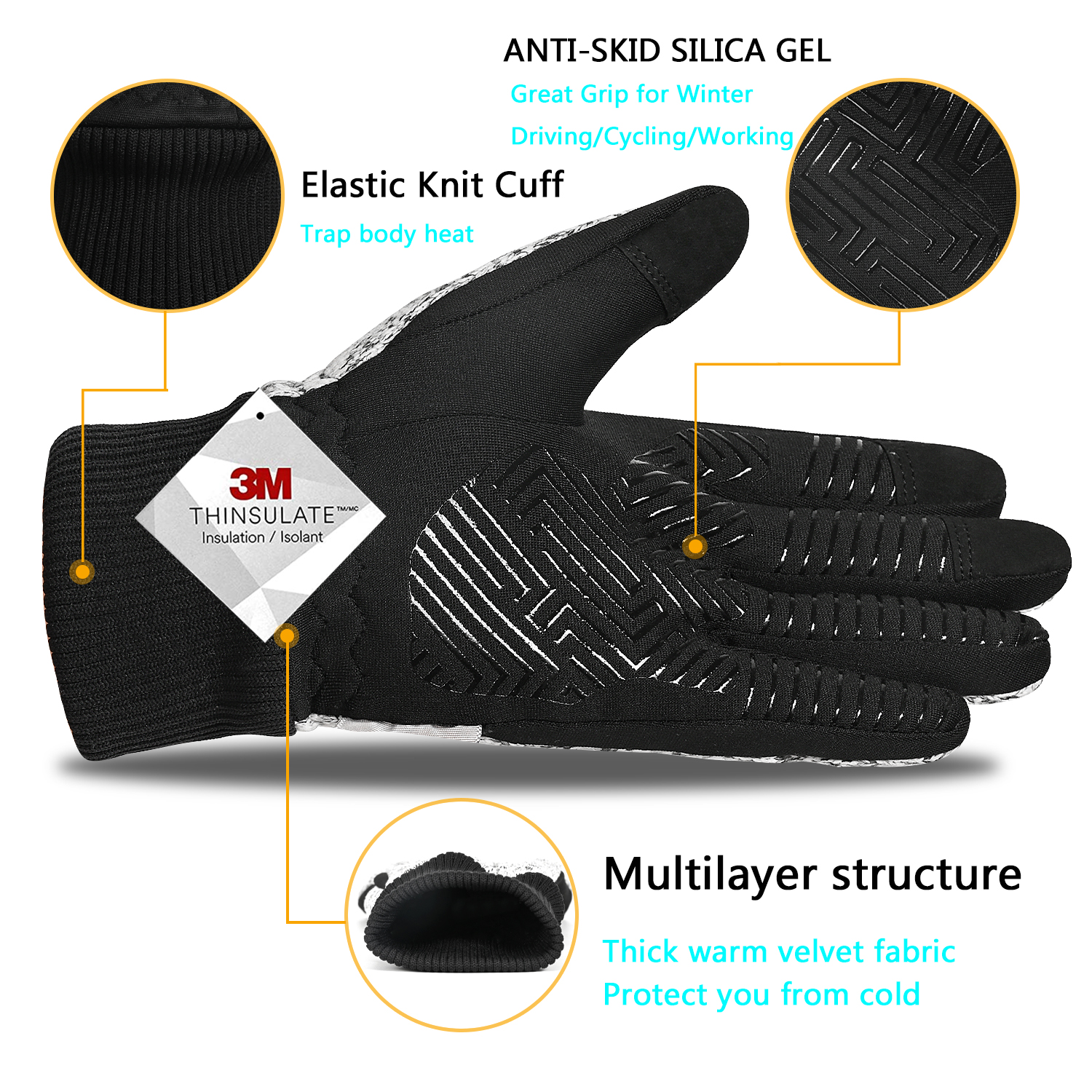 MOREOK Winter -20 ° F 3M warme handschoenen Fietsen Buitensporten Hardlopen Motor Ski Touchscreen Antislip slijtvaste handschoenen