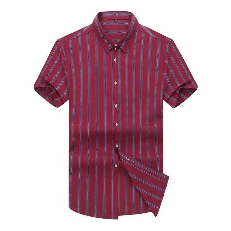 men plus size shirt short sleeve 6XL 7XL 8XL Men business srtipe Shirt Loose Short Sleeve casual shirts Cotton Mens: red / chest(131)
