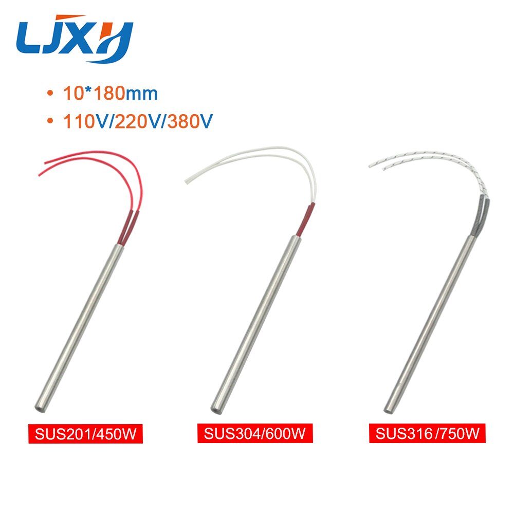 10PCS 9.5mm 190~220mm 201SUS Cartridge Heater Enkele Kop Verwarming Buis 450/460/500/520W Weerstand Element (Size : 380V, Color : 500W 9.5x210mm(DxL