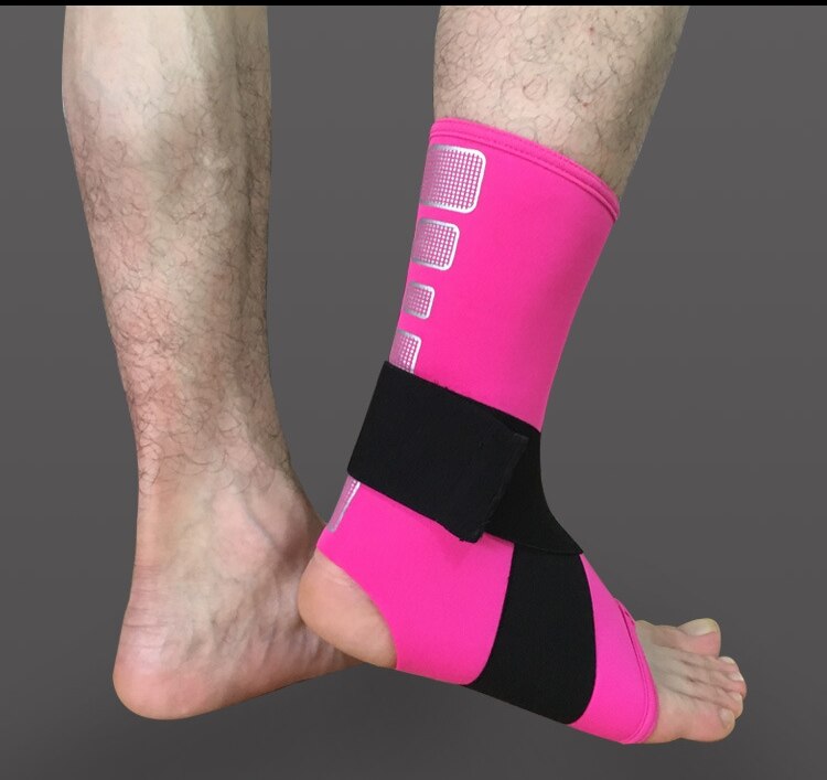 1 st sportsäkerhet fotled stöd starkt fotled bandage elastiskt stag skydd stöd sport gym fotinpackning skydd: Rosröd / Xl