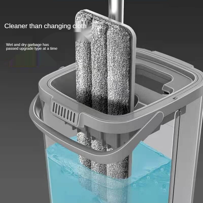 Flat Squeeze Mop and Bucket Hand Free Wringing Floor Cleaning Mop Microfiber Mop Pads Wet or Dry Usage on Hardwood Laminate Tile