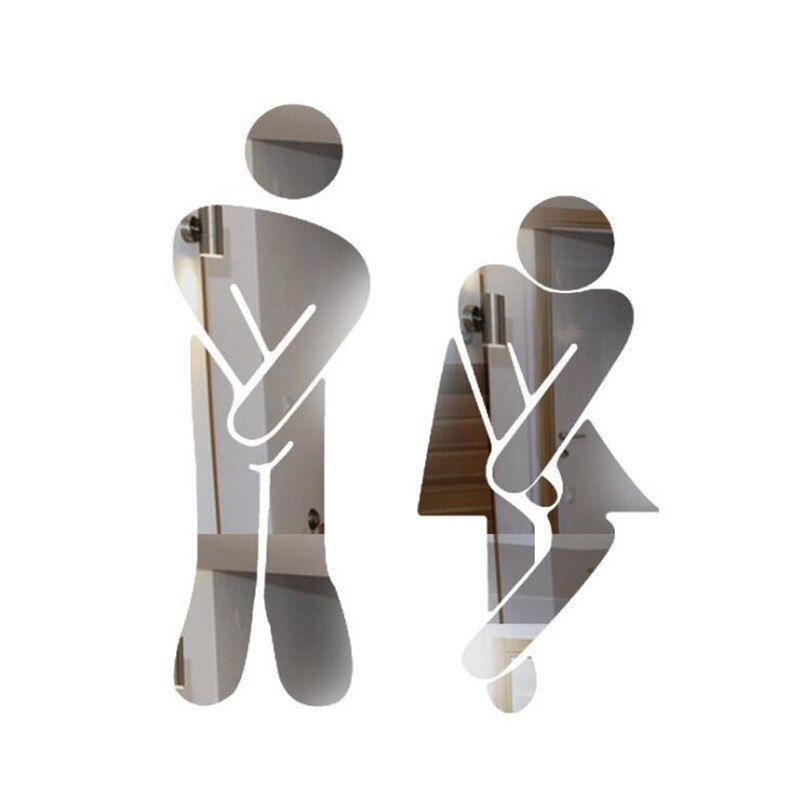 3D Acryl Stereo Spiegel Muur Toilet Mannen en Vrouwen Logo Decoratie deur Sticker DIY Creatieve Openbare WC Jongen Meisje logo