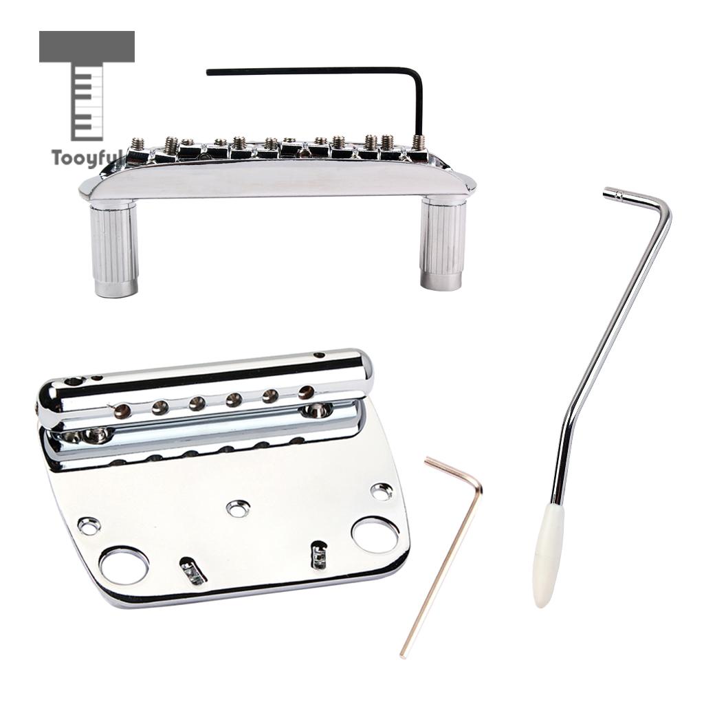 Prachtige 6 String Gitaar Tremolo Bridge Staartstuk Set Voor Jazzmaster Muziekinstrument Gitaar Vervangende Onderdelen Chrome