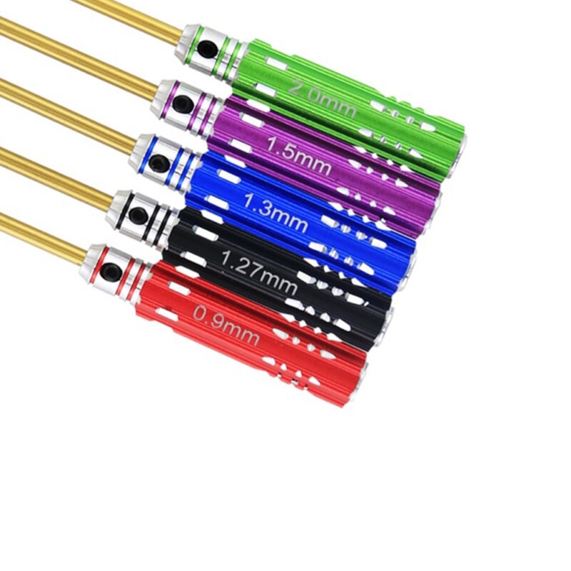 Y9RE Precision RC Screwdriver Set 0.9mm 1.27mm 1.3mm 1.5mm 2mm Hex Screw Driver Set HSS Hexagon Wrench Tool Kit 5 Pieces