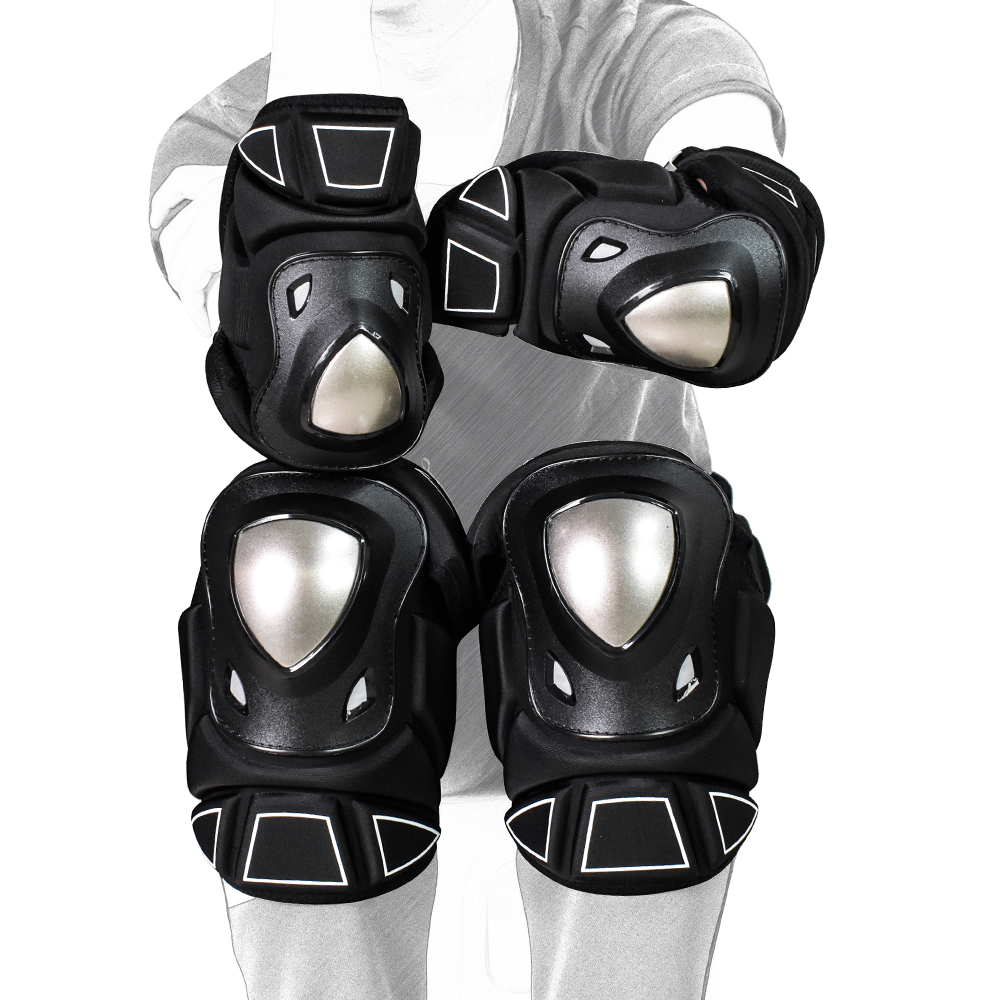 WOSAWE motorfiets kniebescherming roestvrij staal moto elleboog kniebeschermers motorcross race beschermende uitrusting beschermer bewakers kits