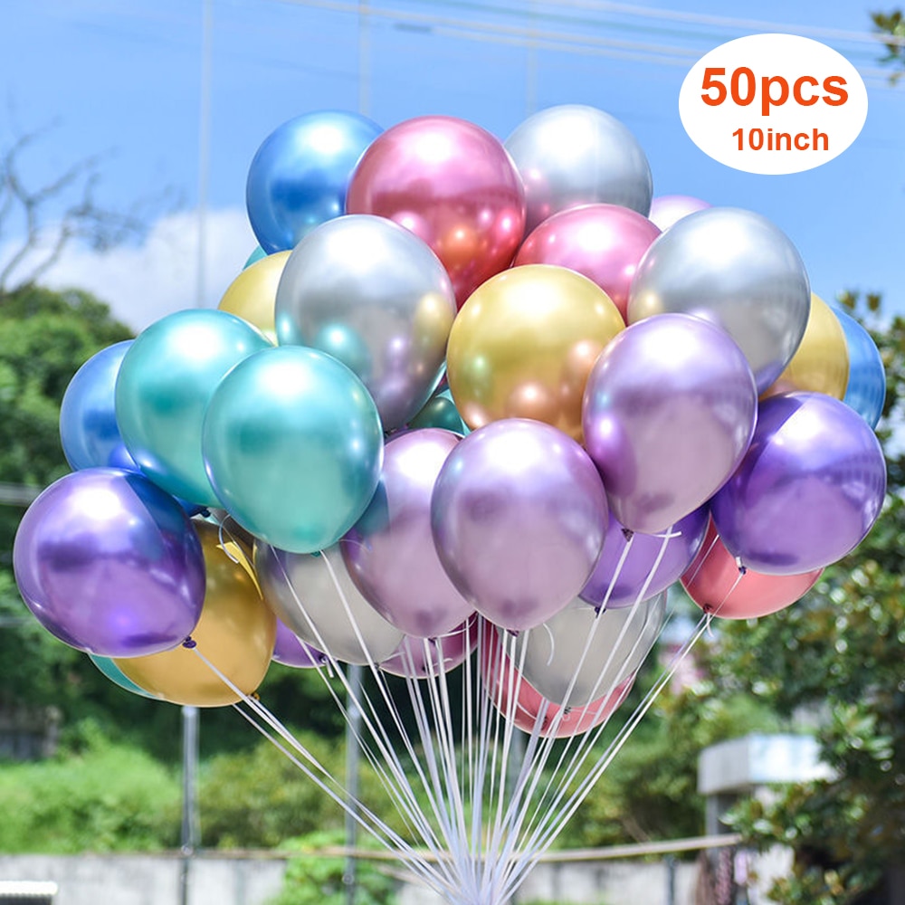 50 stk guldballoner farverige sætmetallic ballon fødselsdagsfest bryllupsdekoration bryllupsdag globaler til at fejre