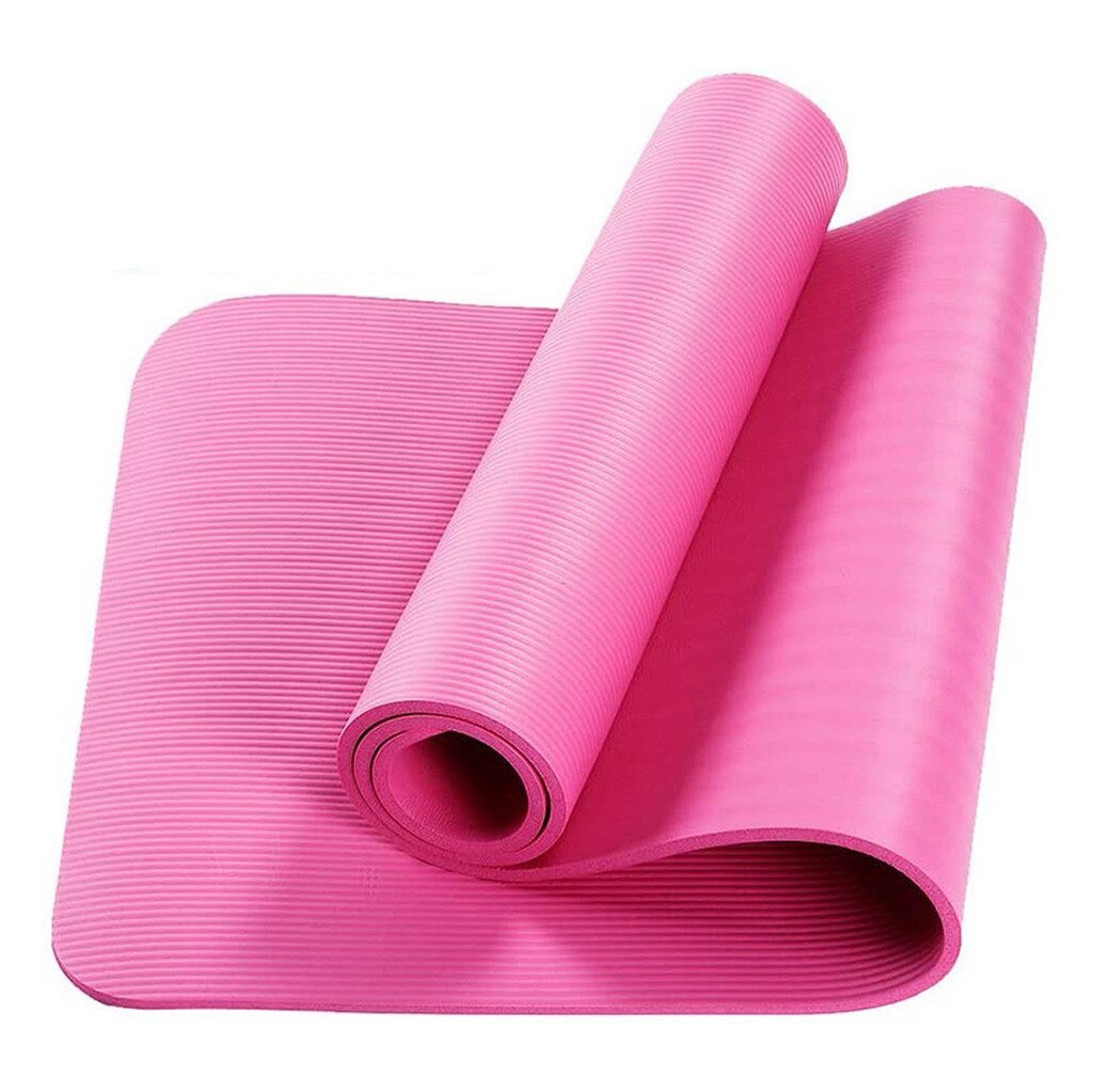 Yoga Mat - 173x61cm - 10mm Thick - Anti-slip - PVC - Fitness Exercise Pad: Pink