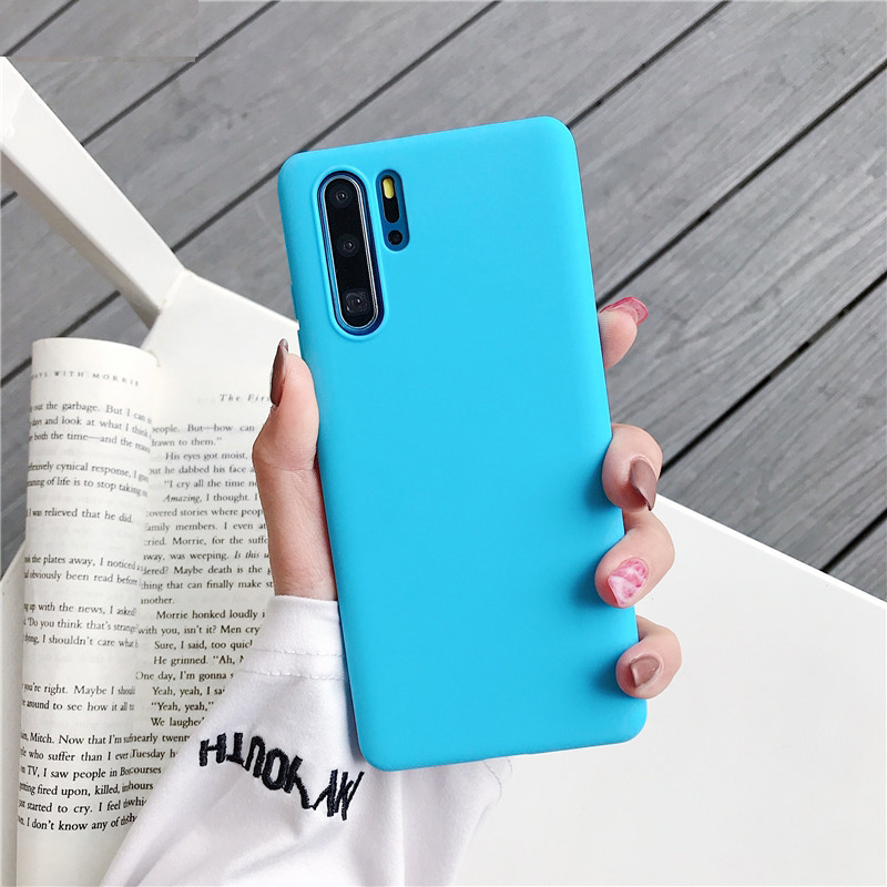 Mat cover til huawei  p30 pro cover mat silikone tpu blødt cover til huawei  p30 pro bagcover: Himmelblå