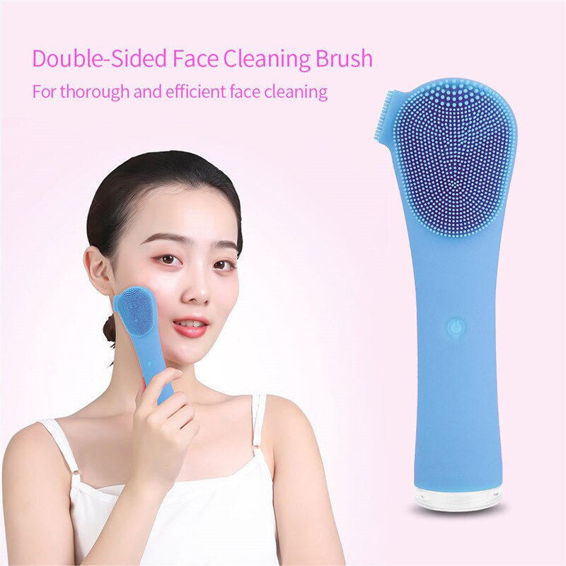 Brosse de nettoyage de visage Double Face électrique nettoyeur de pores du visage portable
