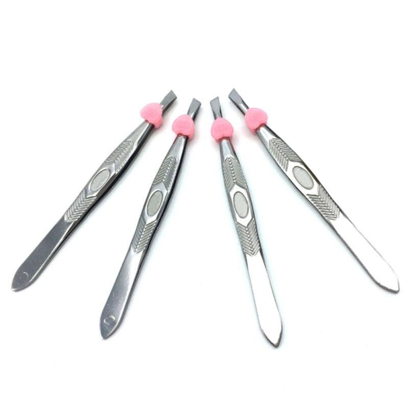 Pinças de sobrancelha oblíqua profissional, pinça para sobrancelha sem dor, ferramenta inclinada para cabelo, ferramenta de pinça em aço inoxidável, 1 peça