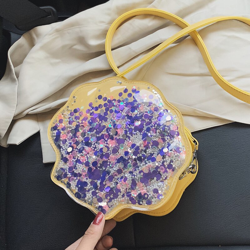 Vloeiende pailletten schelpvorm casual meisjes schoudertas tote crossbody tas dames buidel handtas dagelijkse clutch tas