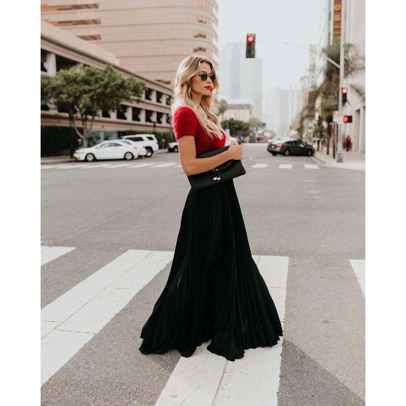 Stor størrelse lang nederdel plisseret vintage medium højtaljet plisseret nederdel til dametøj høj lav nederdel elegant plisseret 3xl