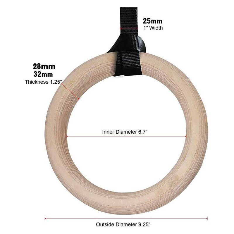 Gymnastiek Ringen Olympisch Gym Ringen Met Zware Verstelbare Bandjes Houten Gym Ringen Voor Pull Ups En Dips