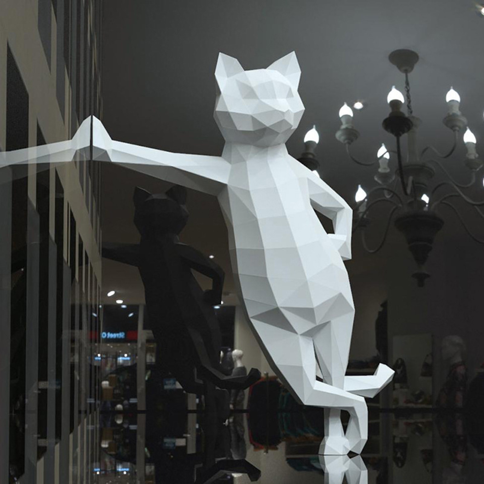 3d papier animaux modèles beau chat papier bricolage manuel décorations pour la maison à la main géométrique papier figurines d'action D07