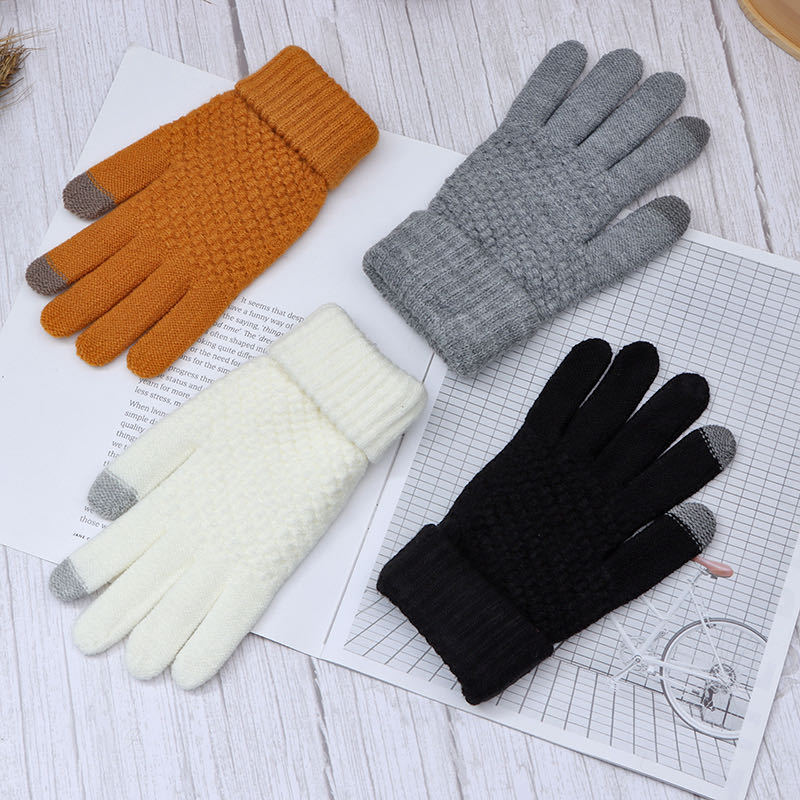 Vinter kvinder cashmere uld strikkede handsker farve touch screen handsker udsøgt varme