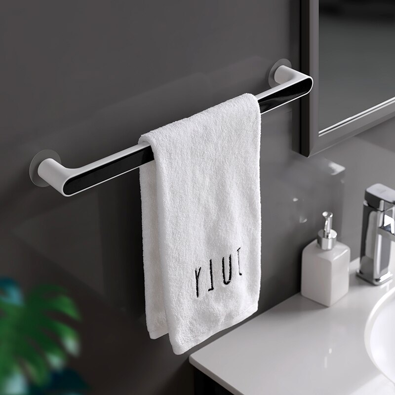 Zelfklevende Handdoek Houder Rek Wandmontage Handdoek Hanger Badkamer Handdoek Bar Plank Rolhouder Opknoping Haak Badkamer Organizer: Black Chinese